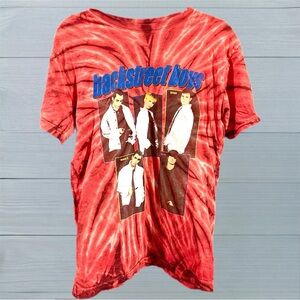 VTG Backstreet Boys 90's Photos Men's Medium  Red Tie Dye T-Shirt